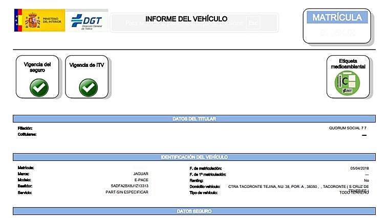 Documento de uno d elos coches.