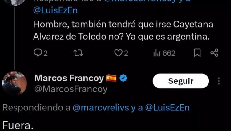 Azcón corta relaciones con Vox por los mensajes racistas de un asesor en redes: «O se va o no volveremos a hablar»