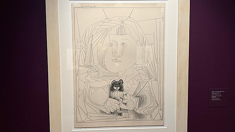 Litografía de Picasso titulada «Paloma y su muñeca»