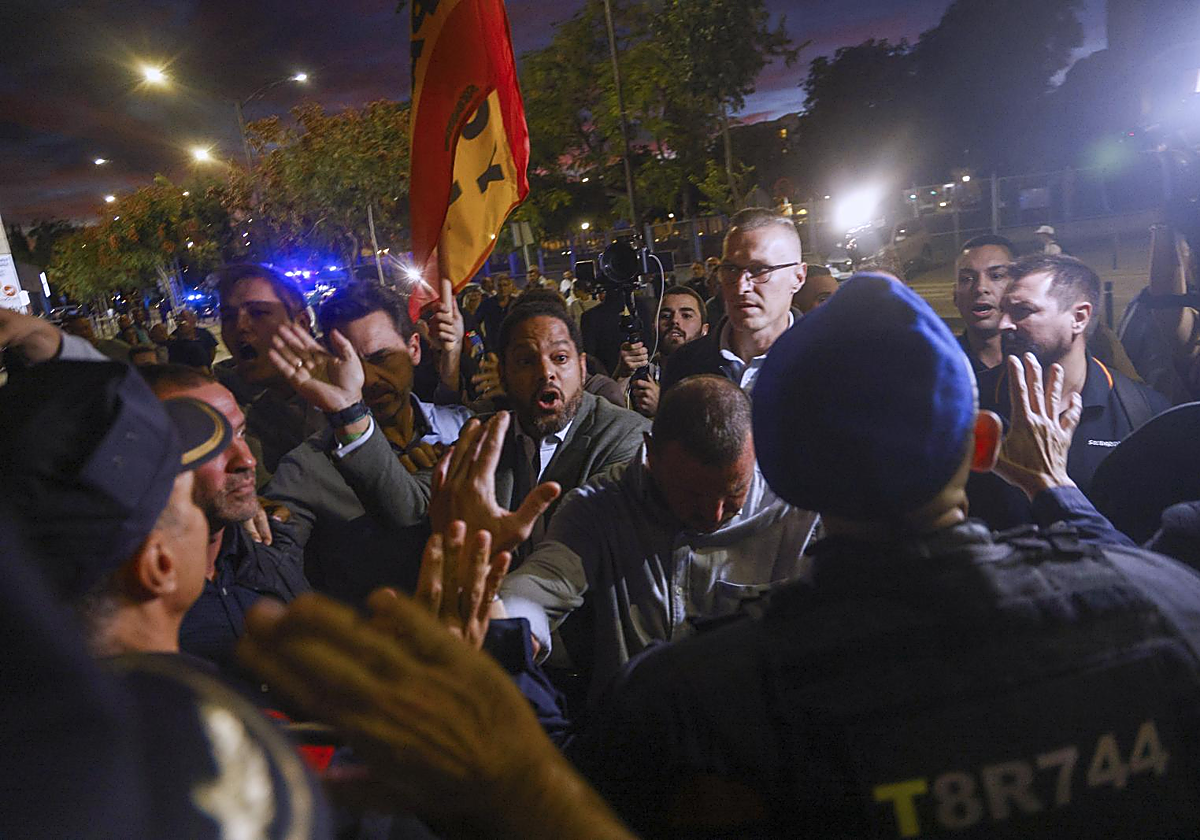 Ignacio Garriga, hoy en Sabadell, durante la concentración y los altercados