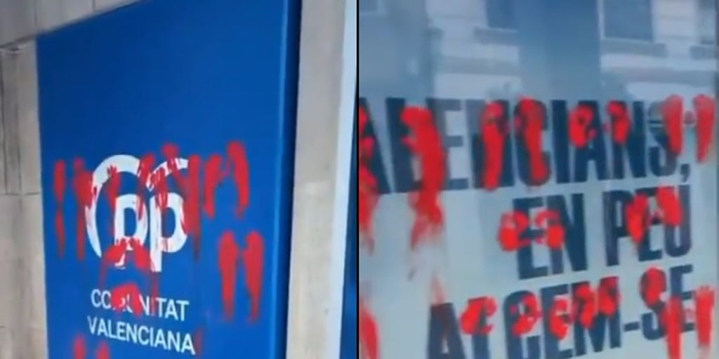 Vandalizan la sede del PP en Valencia: «Manchados de sangre hasta el cuello»