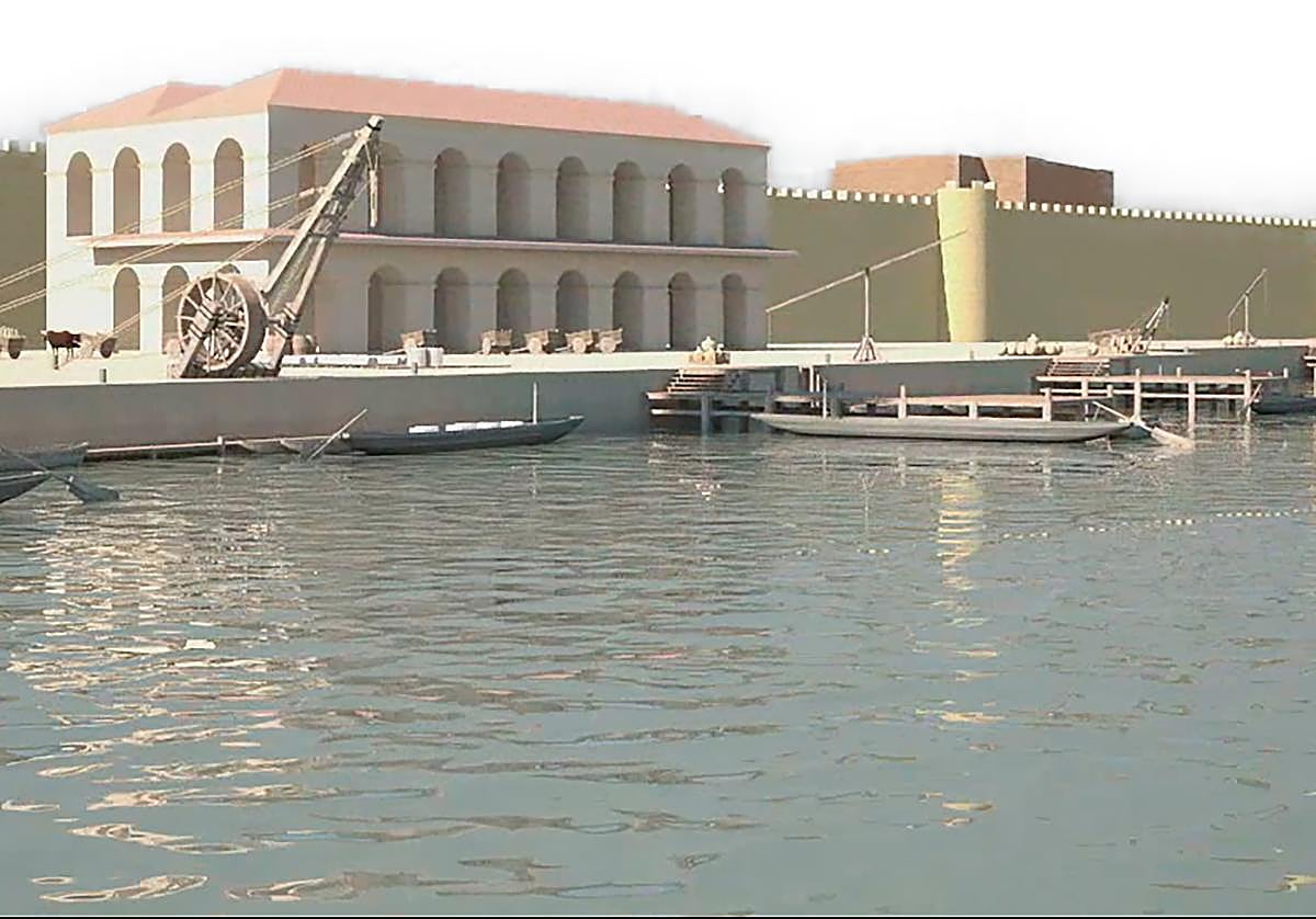 Recreación de la muralla original republicana en 'Córdoba Romana: la ciudad oculta' de Desiderio Vaquerizo