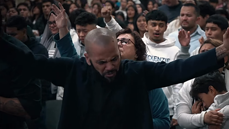 Alves, durante el culto del pasado sábado