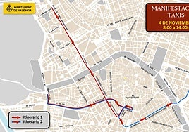 Manifestación de taxis en Valencia el martes 4 de noviembre: afecta a todo el tráfico de la ciudad