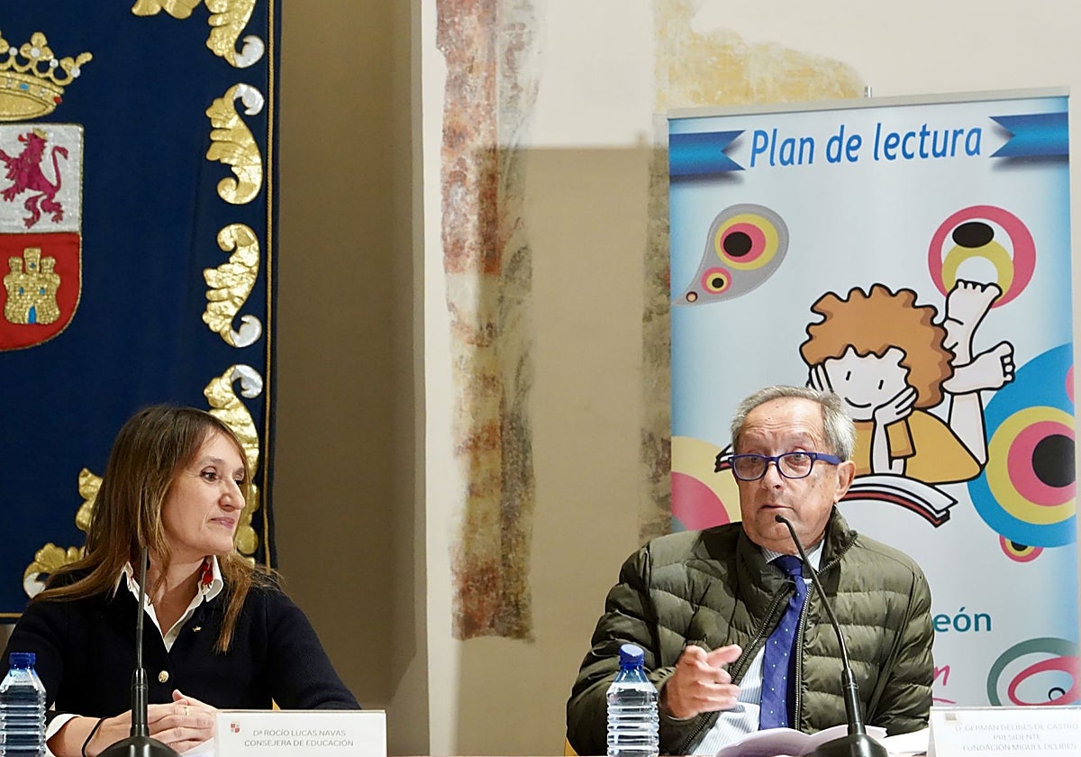 Rocío Lucas y Germán Delibes, durante la presentación de las actividades de la Fundación Miguel Delibes