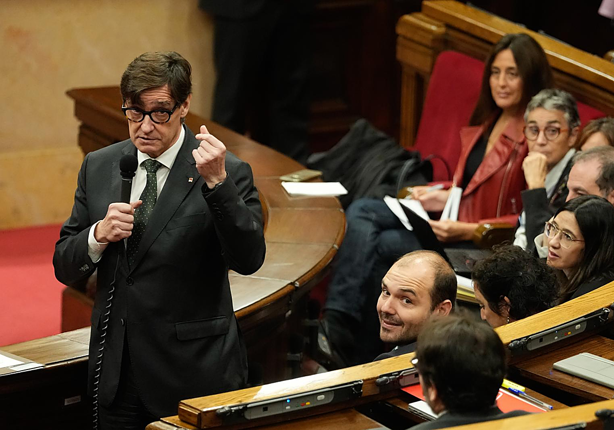 Salvador Illa, presidente de la Generalitat de Cataluña, hoy en el Parlament
