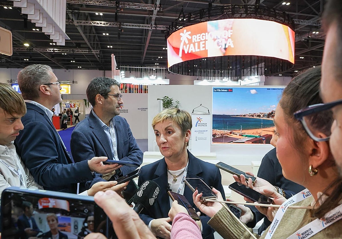 La consellera de Turismo en funciones, Marián Cano, este jueves en la feria World Travel Market