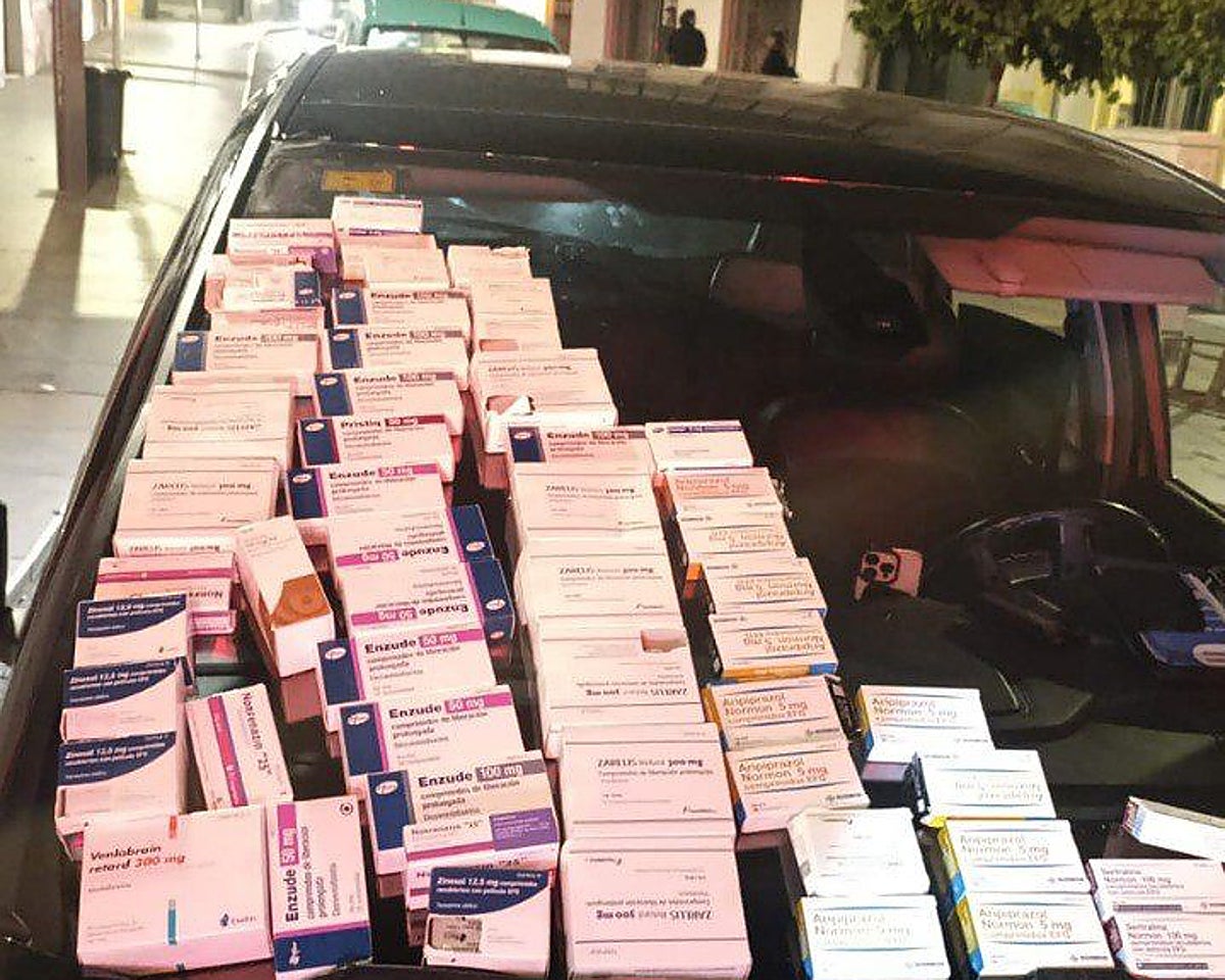 Las cajas de medicamentos antidepresivos intervenidas en el vehículo
