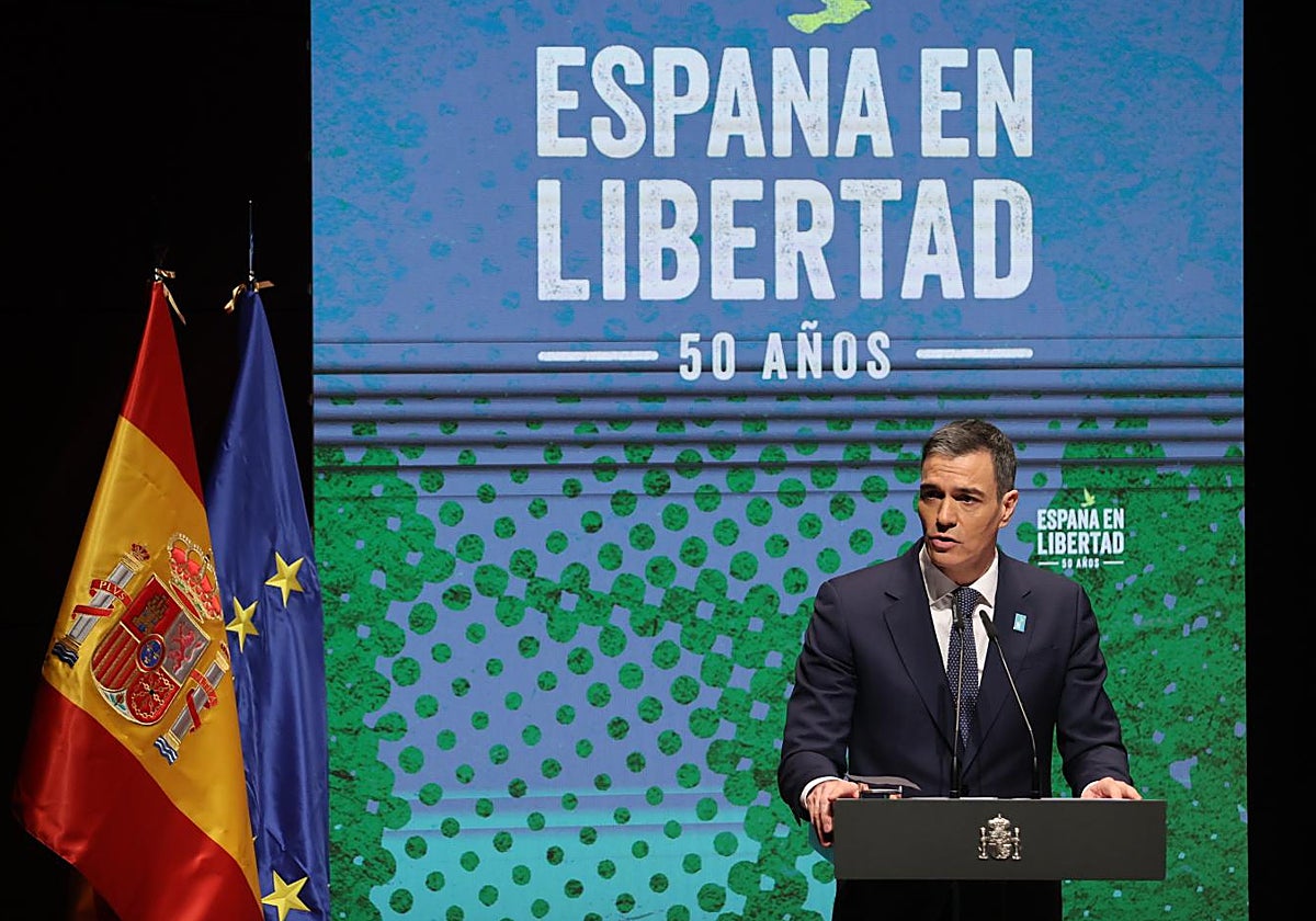 Pedro Sánchez interviene el pasado mes de enero en la presentación de la campaña