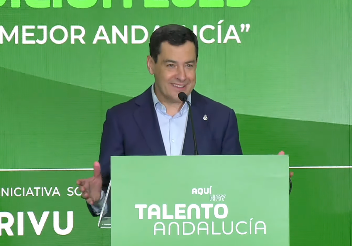 Juanma Moreno en la inauguración de la jornada 'Aquí hay talento. La mejor Andalucía'