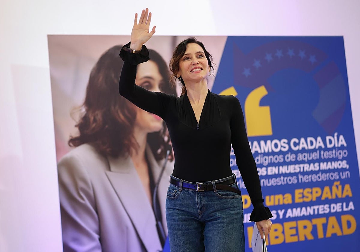 La presidenta del PP de Madrid, Isabel Díaz Ayuso, en un acto de su partido