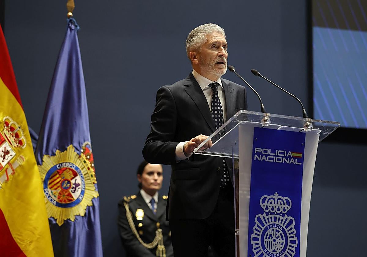 Fernando Grande-Marlaska, durante el aniversario del TEDAX- NRBQ y de la Unidad Central de Ciberdelincuencia de la Policía Nacional