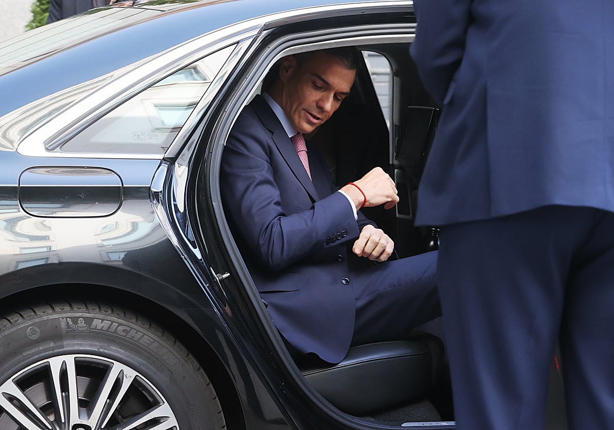 Pedro Sánchez, a su llegada al Congreso de los Diputados