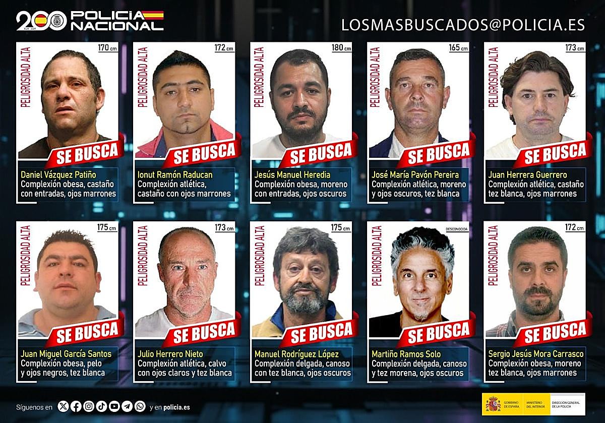 &#039;El Pantoja&#039;, Juan Herrera, José María Pavón y &#039;el Yeyo&#039;: estos son los fugitivos andaluces más buscados por la Policía Nacional