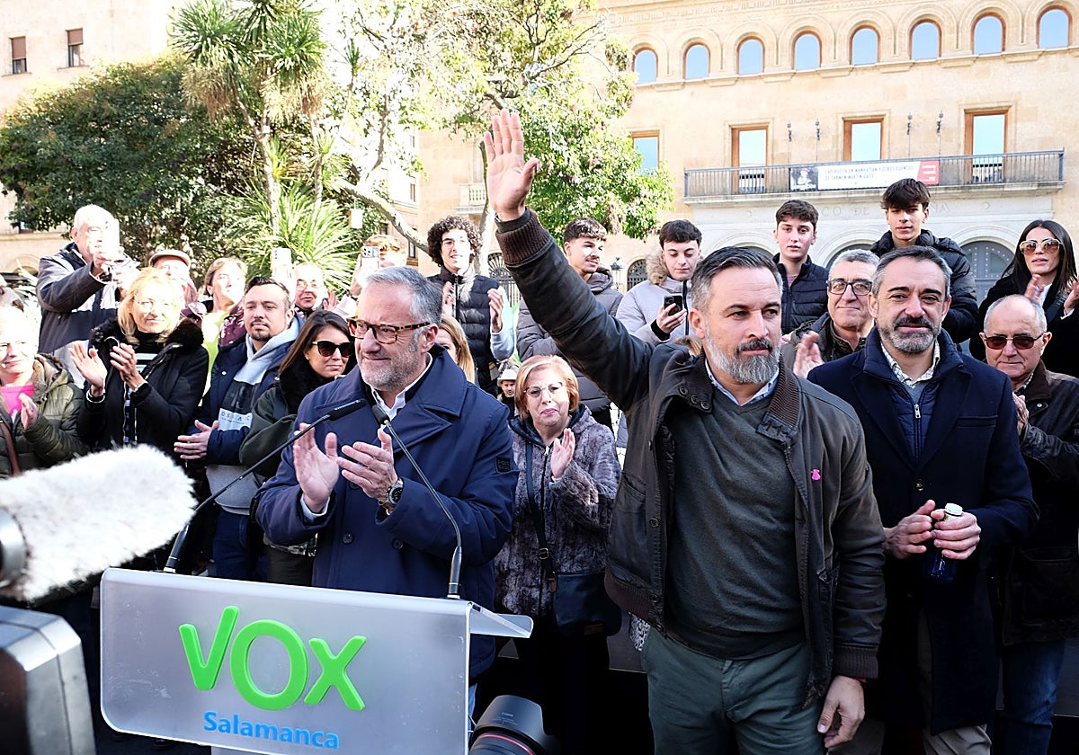 El presidente de Vox, Santiago Abascal, en un acto celebrado en Salamanca