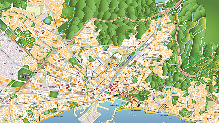 Vista del mapa de los belenes de Málaga 2025