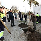 El alcalde de Toledo, Carlos Velázquez, ha supervisado los trabajos de plantación