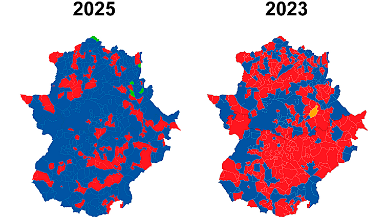 Mapa de resultados en Extremadura: así han votado los extremeños