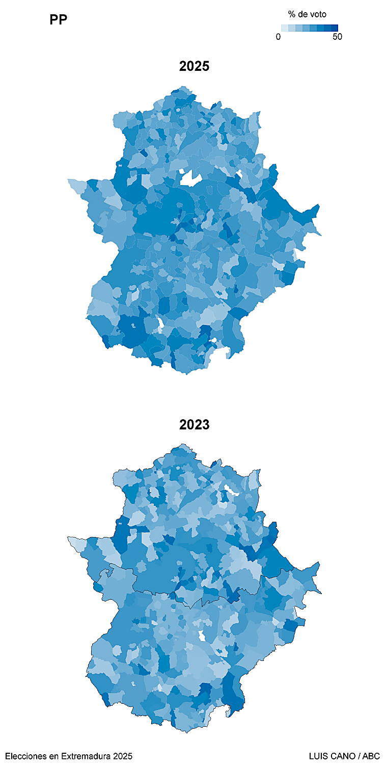 Onde PP e Vox roubaram votos do PSOE nas eleições da Extremadura