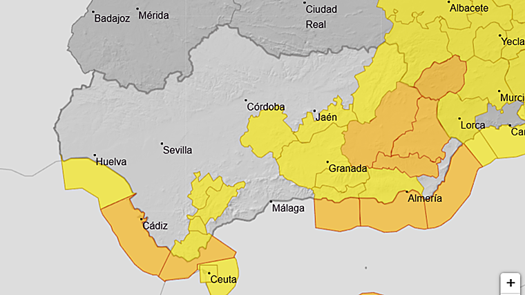 Avisos meteorológicos de la Aemet para este domingo en Andalucía
