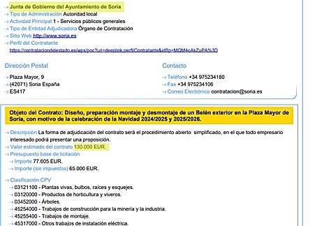 Imagen secundaria 1 - Contrato de adjudicación del Ayuntamiento de Soria a Mis Flores S.L..