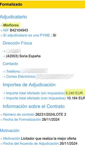 Imagen secundaria 2 - Contrato de adjudicación del Ayuntamiento de Soria a Mis Flores S.L..
