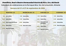 Celebraciones de la semana del 21 al 27 de septiembre de 2026