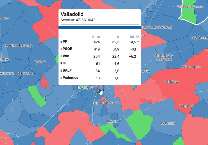 Resultados de las elecciones de castilla y león, calle a calle