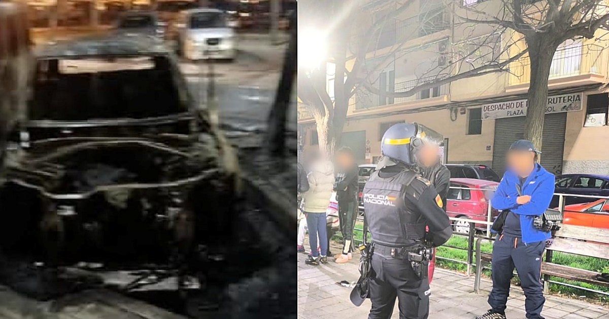 Un coche incendiado, un detenido por drogas y 65 jóvenes identificados en un barrio de Alicante