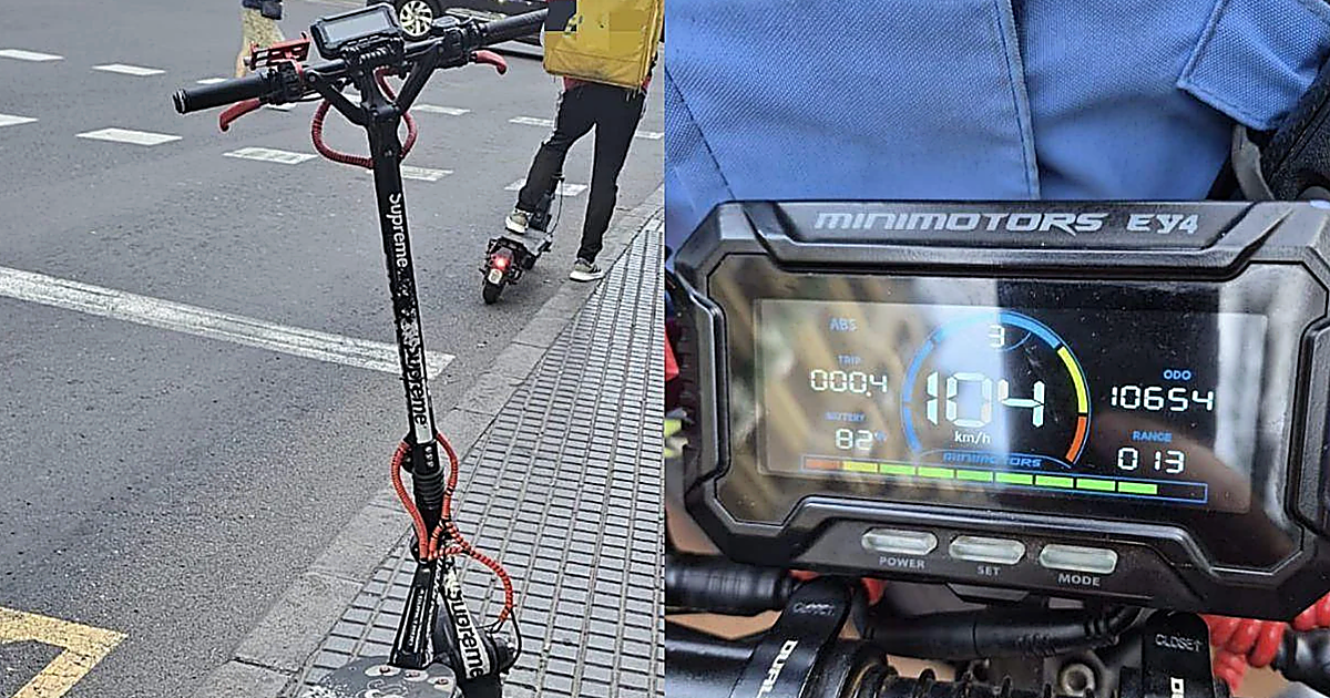 Denunciado un conductor circulando con un patinete a más de 100 km/hora, positivo en droga y con hachís