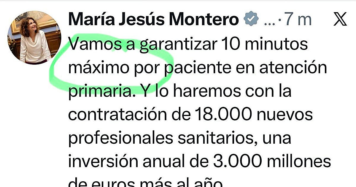 María Jesús Montero se hace un lío para explicar su plan de atención médica de «diez minutos»