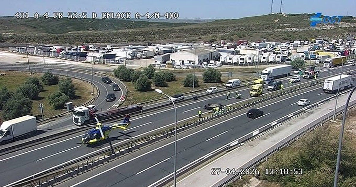 Cortada la A-4 en sentido Andalucía, en Ontígola (Toledo), tras el accidente de un turismo
