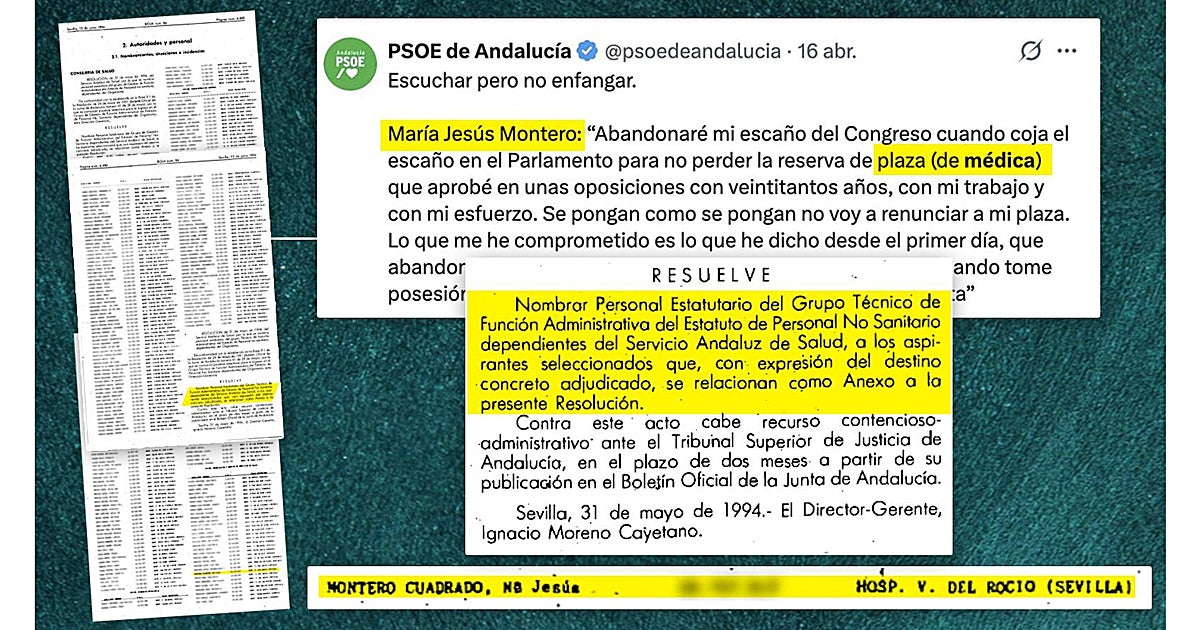 La «médica» María Jesús Montero es en realidad «personal no sanitario» del Servicio Andaluz de Salud