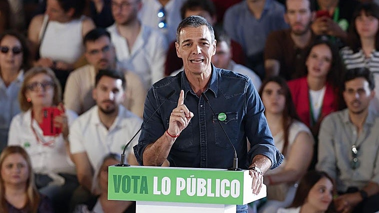 Mitin de Sánchez tras ausentarse del funeral a los guardias civiles