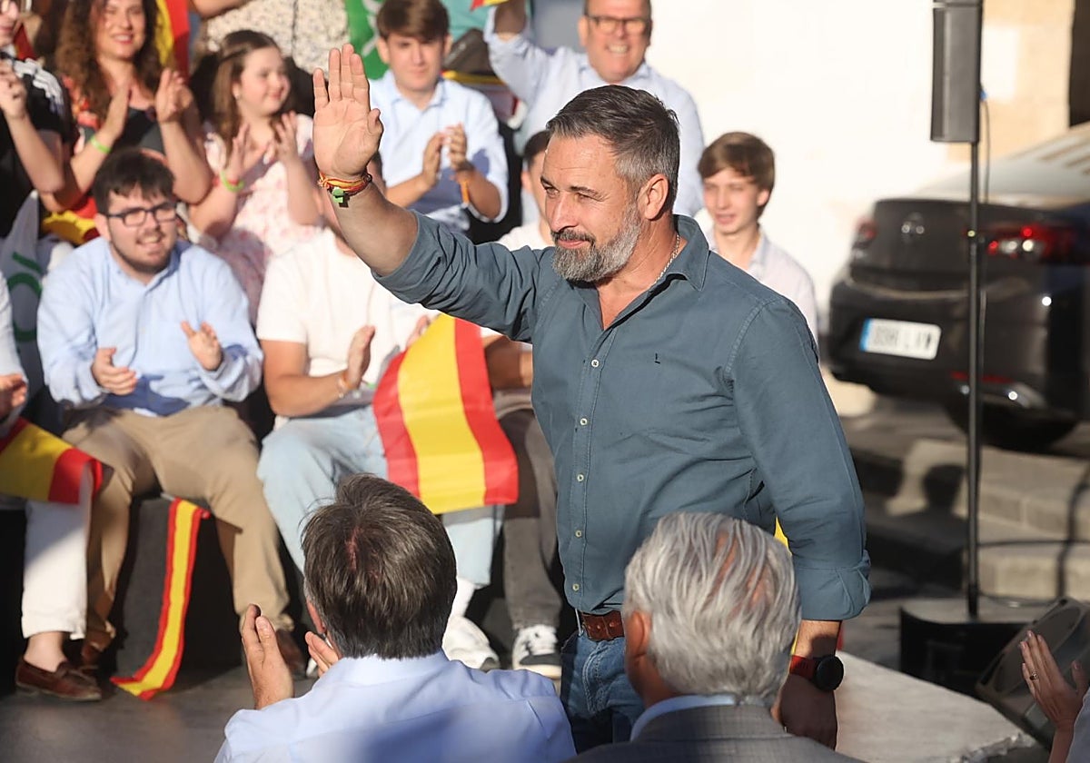 El presidente de Vox, Santiago Abascal, durante un mitin en Jerez de la Frontera.