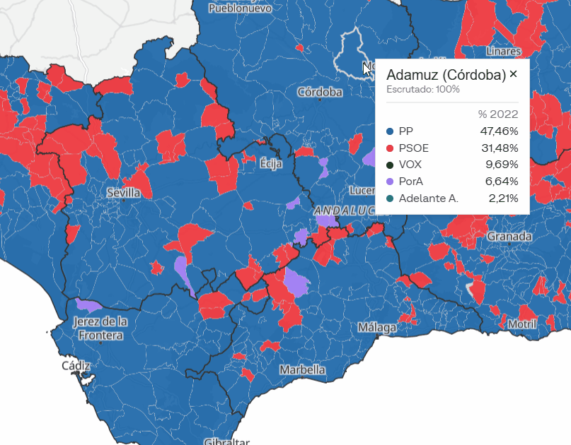 Resultado de las elecciones en Andalucía