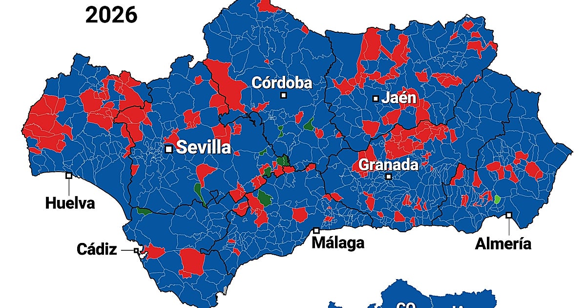 El PSOE sólo ha ganado en el 22,3% de los municipios andaluces, 175 de las 785 localidades