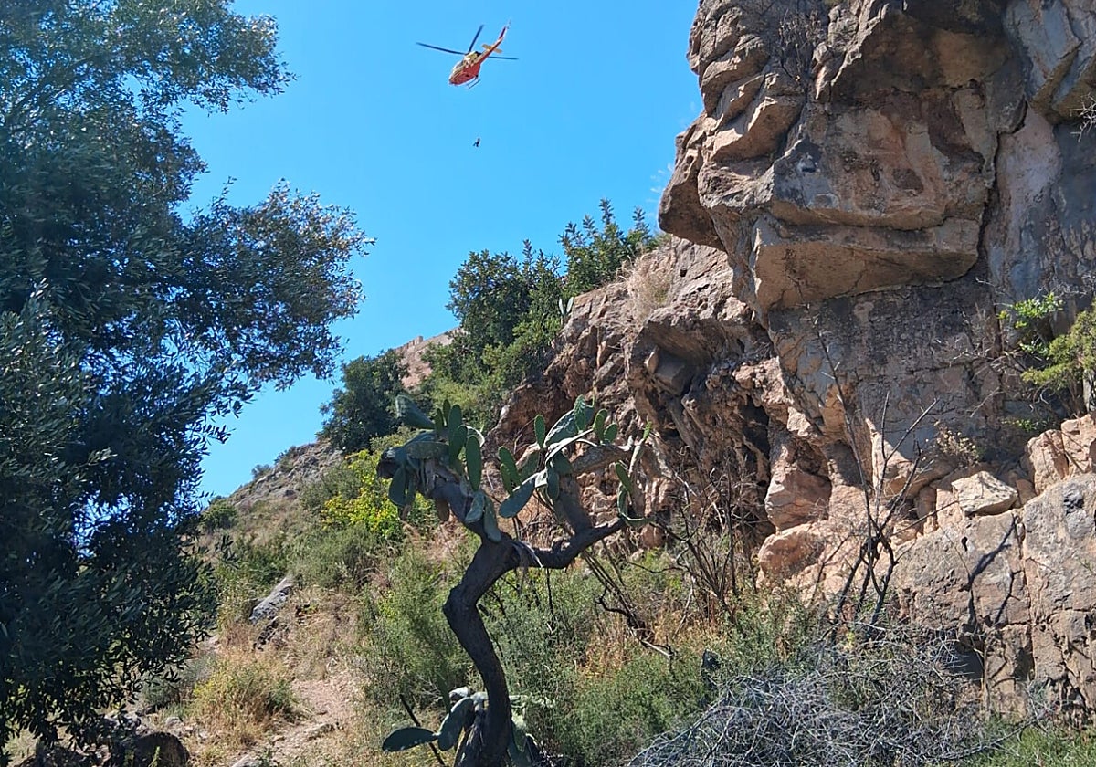 Zona del rescate en helicóptero en Castell de Sagunt.