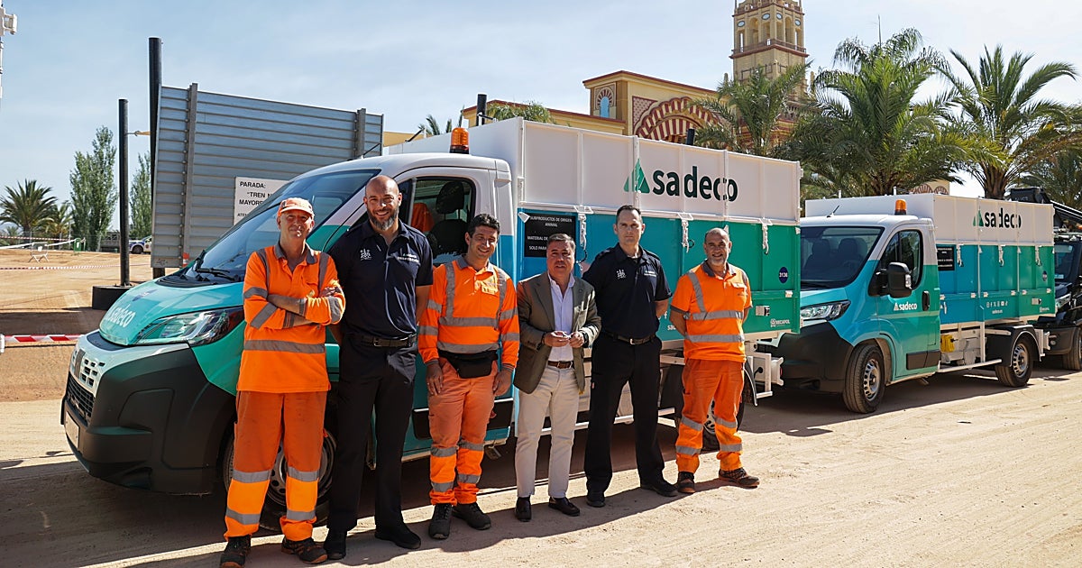 El despliegue de Sadeco para una Feria limpia: vehículos, trabajadores, papeleras, contenedores y aseos