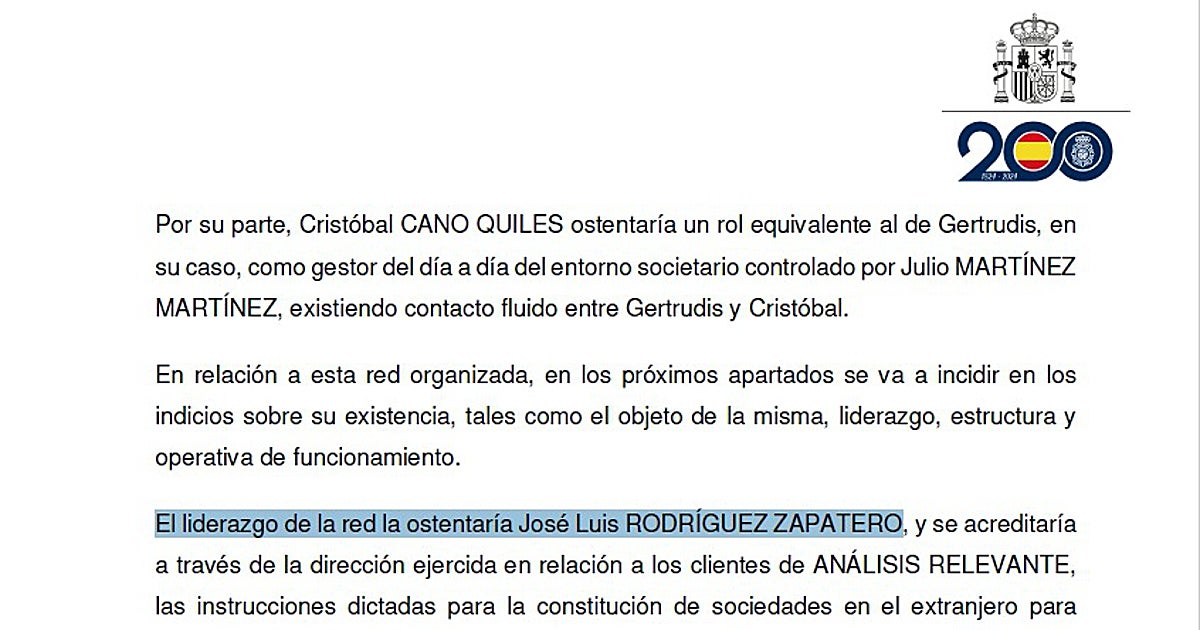 La UDEF revela que Zapatero elegía a los clientes y daba las instrucciones a la trama