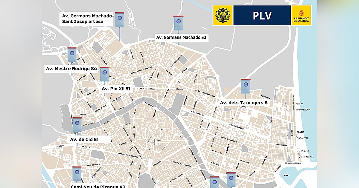 Mapa con los 10 nuevos radares en Valencia: funcionan aleatoriamente en grandes avenidas