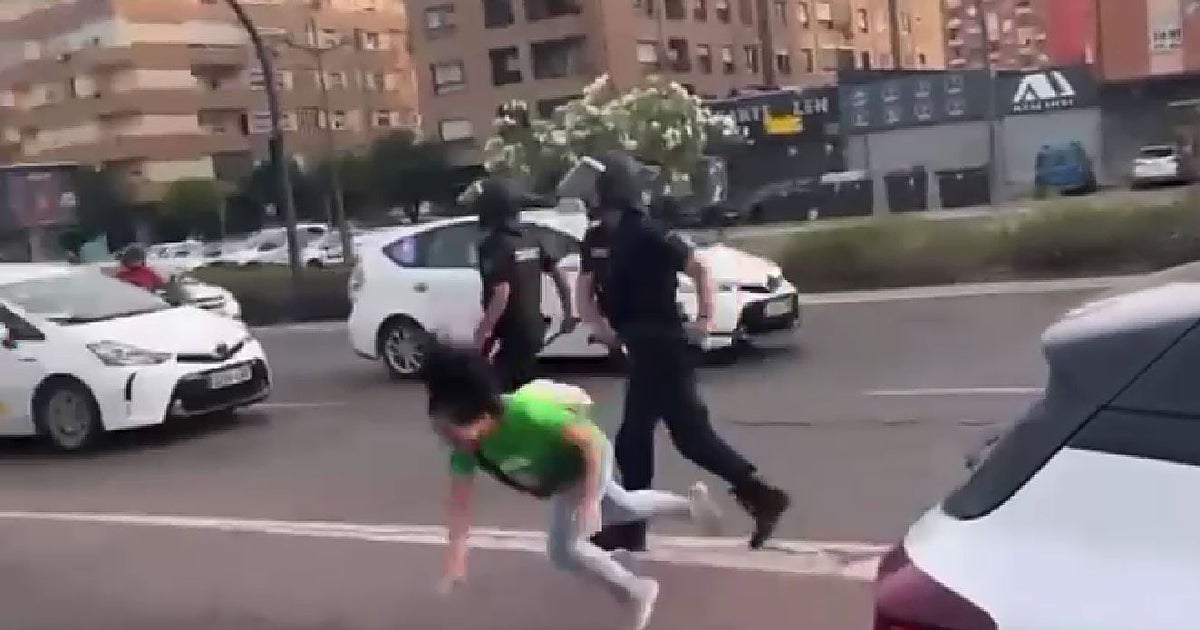 Investigan el empujón contra el suelo de un policía a una profesora en una protesta en Valencia