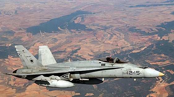 F-18 del Ejército del Aire en un vuelo de entrenamiento.