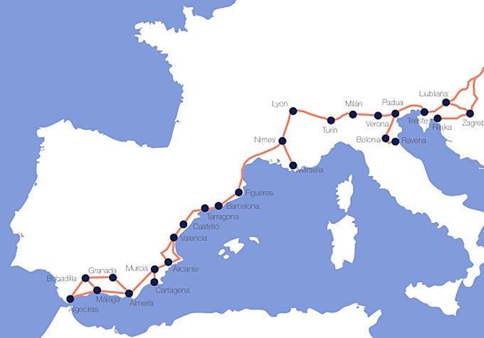 Plano del Corredor Mediterráneo, que según las previsiones, no estará hasta 2030