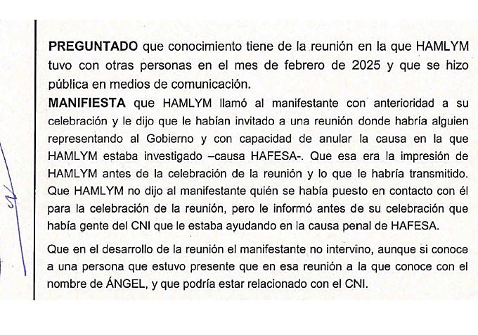 Extracto de la declaración de Norberto Uzal como testigo ante la UCO