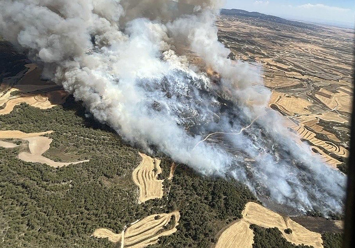 Incendio de Leciñena: hasta 500 hectáreas y UME activada