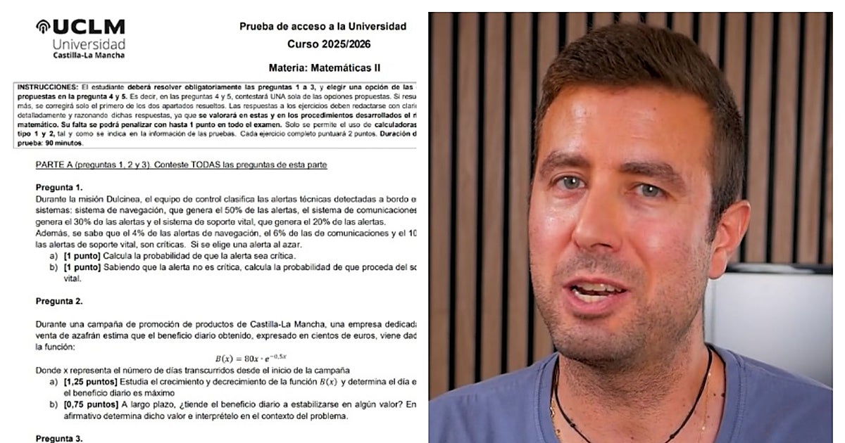 Un profesor tilda de «vergüenza» el examen de Matemáticas II de la PAU en Castilla-La Mancha, y no por su dificultad