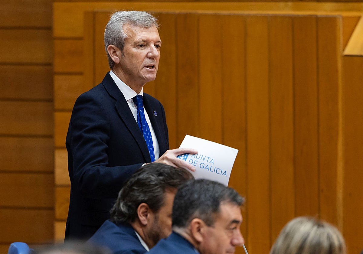 Alfonso Rueda, este miércoles en el Parlamento