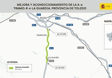 Licitado por 2,67 millones el proyecto de mejora de la A-4 a su paso por Ocaña, Dosbarrios y La Guardia