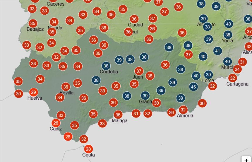 Alerta naranja por calor extremo este jueves: estas son las zonas de Andalucía donde se alcanzarán los 44 grados